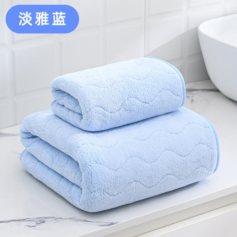 фото Полотенце банное, 70x140 см, коралловое, флисовое, быстросохнущее, элегантное синее