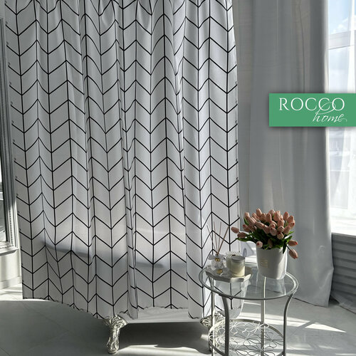 Штора для ванной занавеска душевая белая стильная шторка для душа в ванную 180х180 штора с кольцами Rocco Home