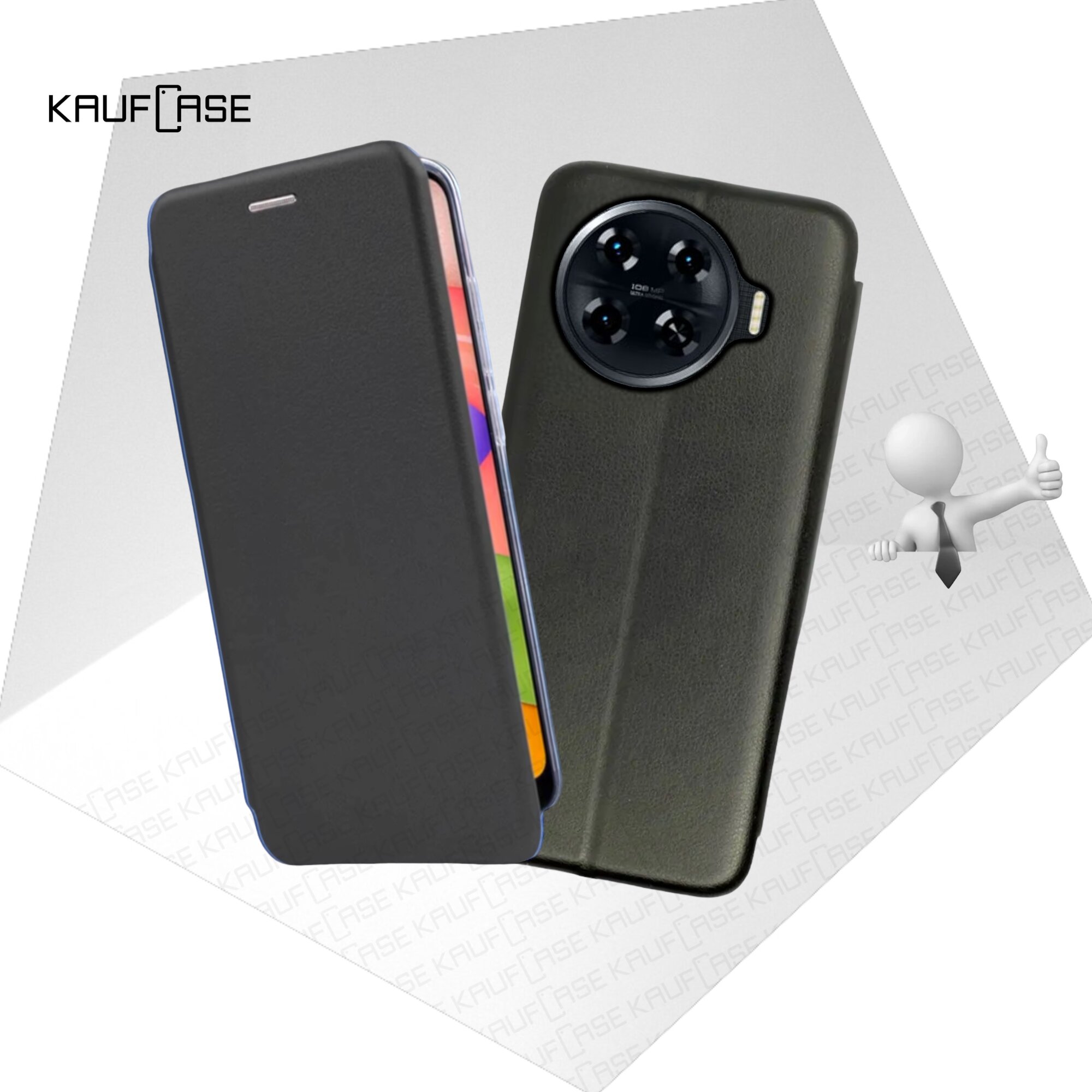 Чехол книжка для телефона Tecno Spark 20 Pro+ (KJ7) (6.78"), черный. Текстура под кожу