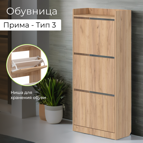 Обувница BONMEBEL Прима Тип 3 ЛДСП дуб крафт золотой 10344₽