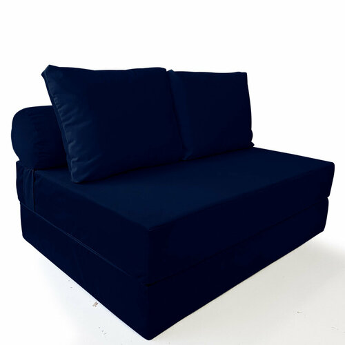 Бескаркасный диван длинный Винни-пуф велюр темно-синий
