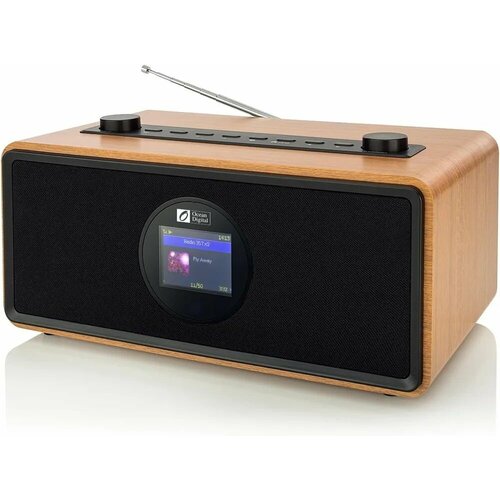 Радио Ocean Digital WR-860, стерео, черно-деревянный корпус, поддержка DLNA, FM, УКВ черный, коричневый