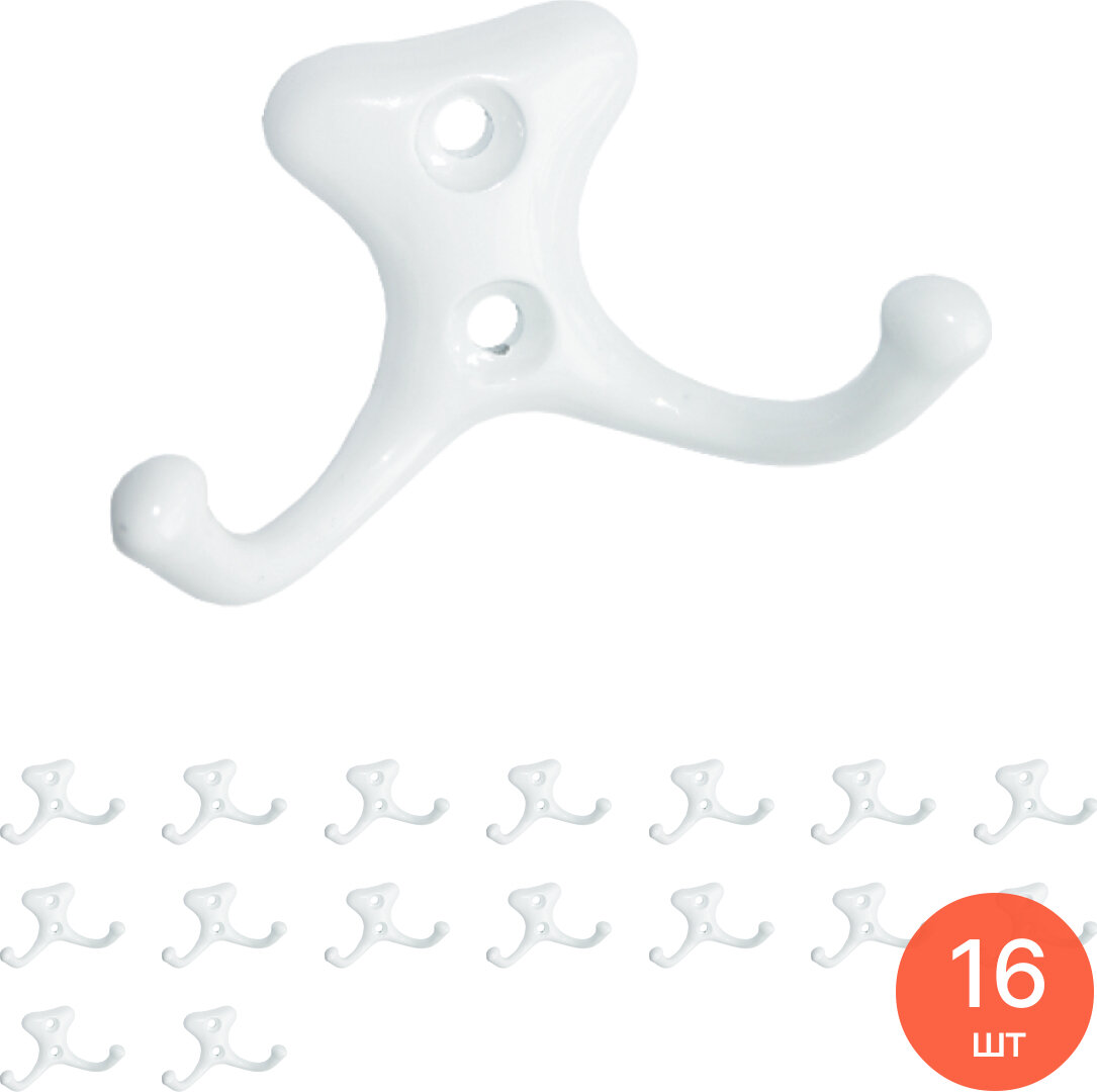 Крючок-вешалка для одежды РемоКолор №21 с полимерным покрытием мебельный настенный металлический 7x4x3см в упаковке 1шт. / товары для дома (комплект из 16 шт)