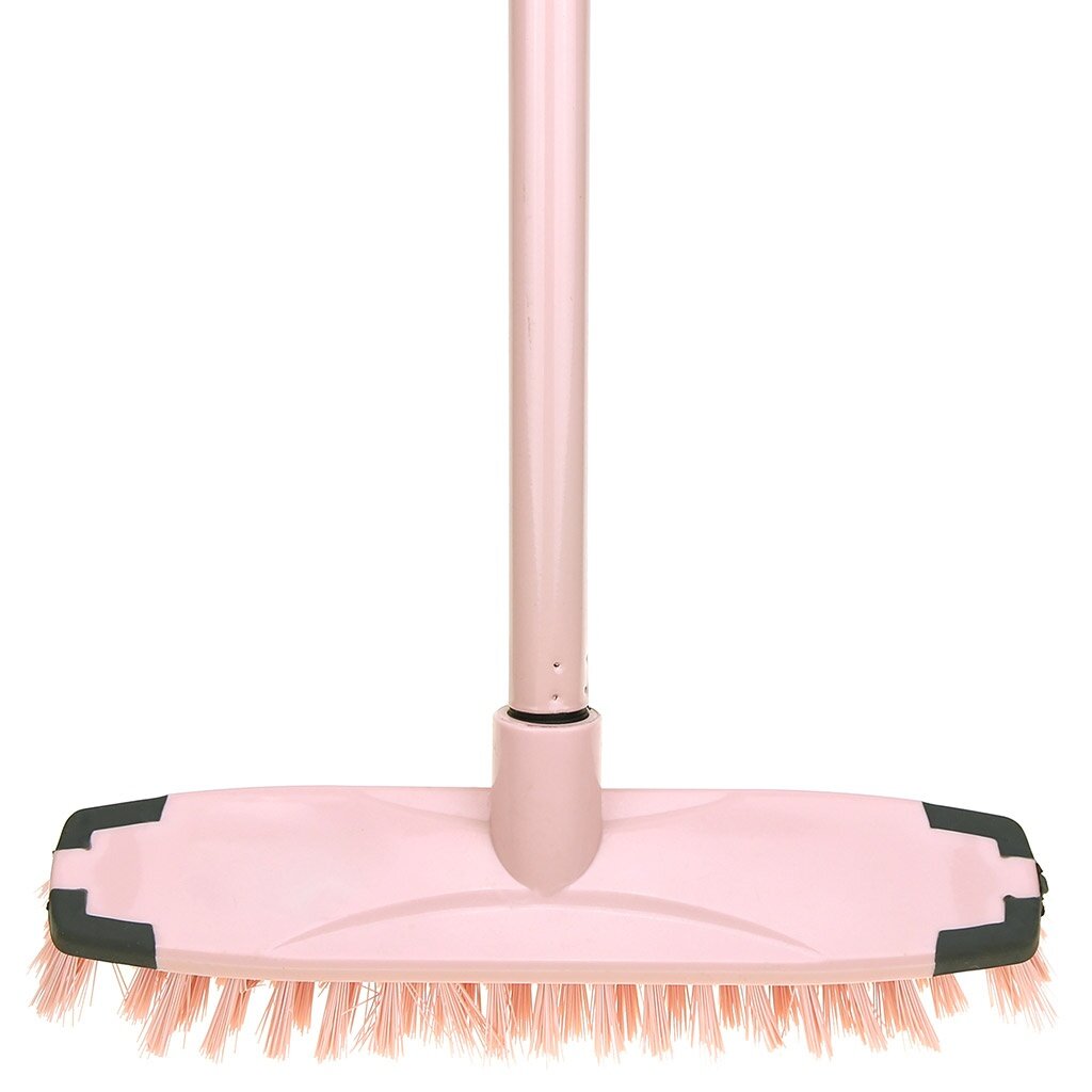 Щетка для пола Домашняя Мода  Пастель  26 5х5 5 см  розовый  форма  эллипс  с силиконовыми накладками  с окрашенной металлической рукояткой 120 см  3678 А 
