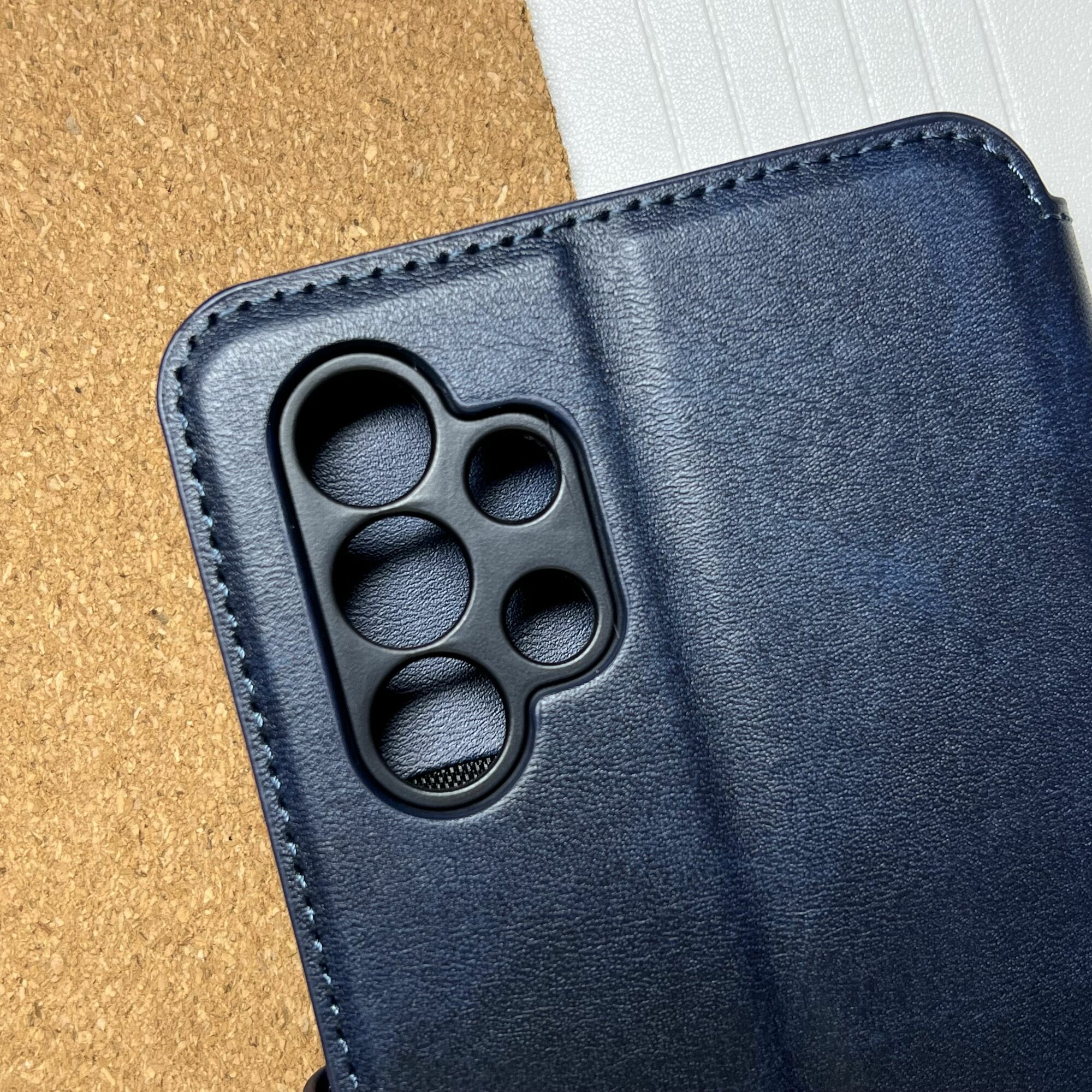 Чехол книжка для Samsung Galaxy A13 кожаный с магнитной застежкой / Самсунг Галакси А13, с функцией подставки, синий — фото 1