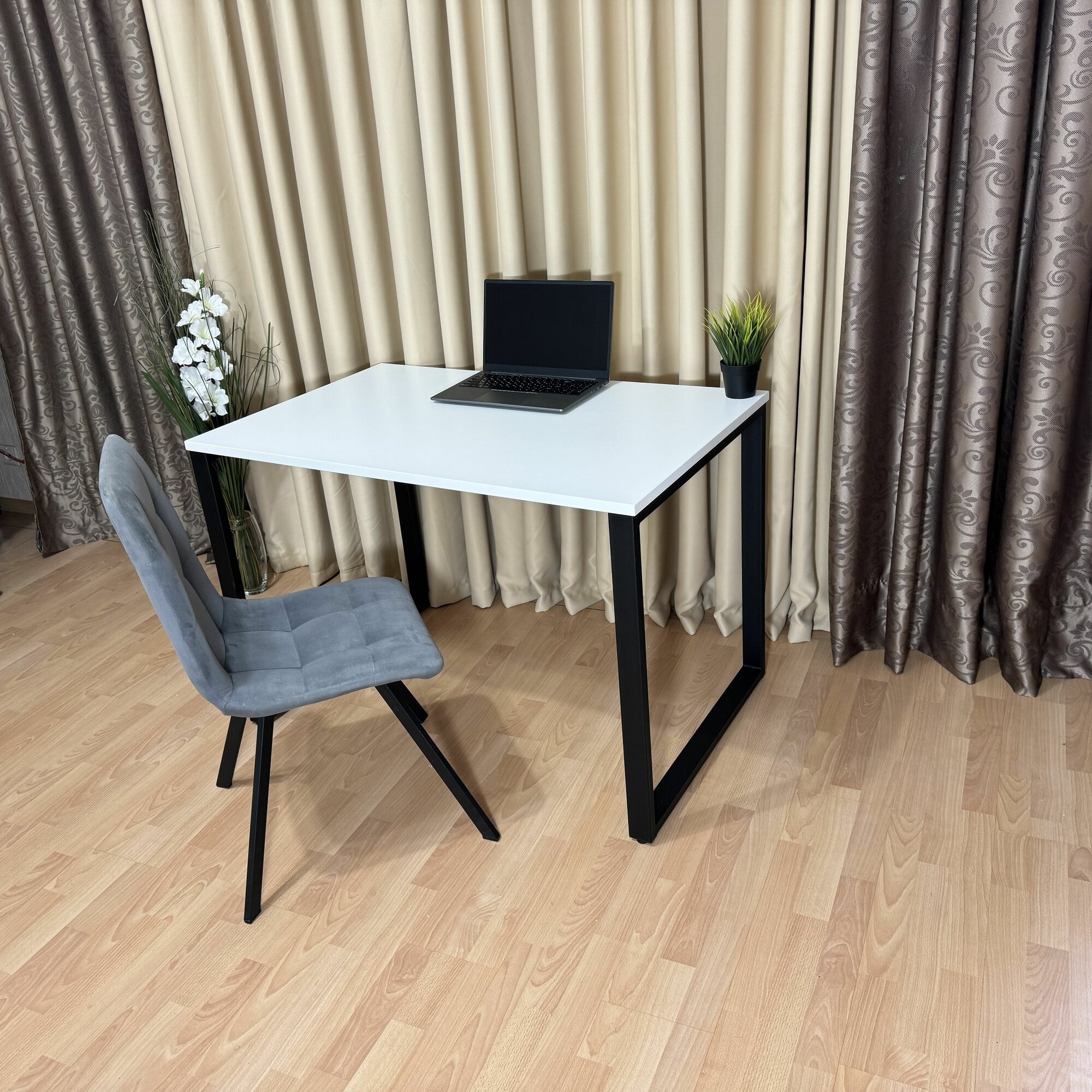 Письменный стол лофт Белый 110*70 см. Черные ножки — фото 1