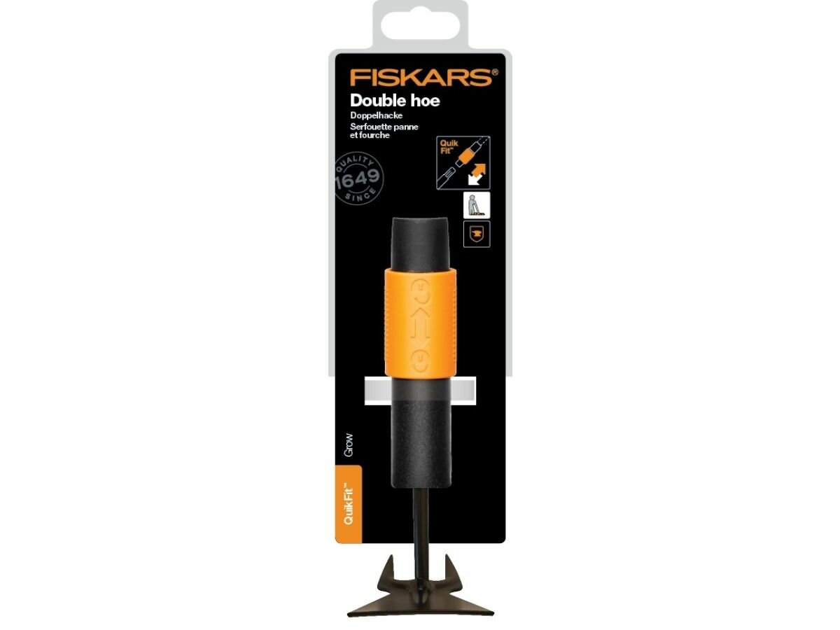 Тяпка садовая FISKARS QuikFit 137572 двойная борсодержащая сталь, длина 18.7 см — фото 1