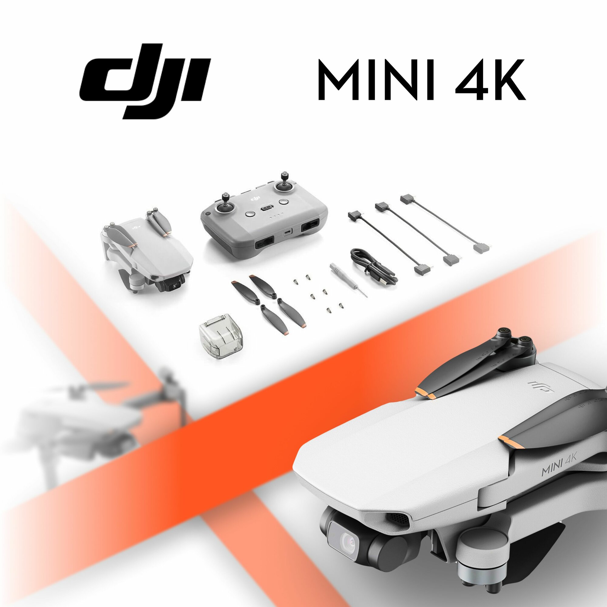 Квадрокоптер DJI Mini 4K, дальность полета 10 км, 4К, акселерометр