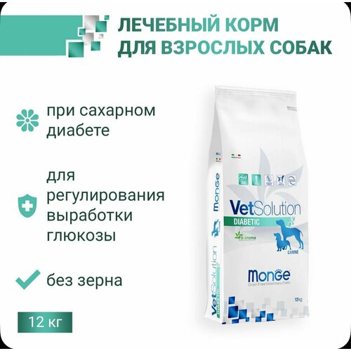 Корм для собак Monge VetSolution Dog Diabetic Диабетик для собак при сахарном диабете 12 кг