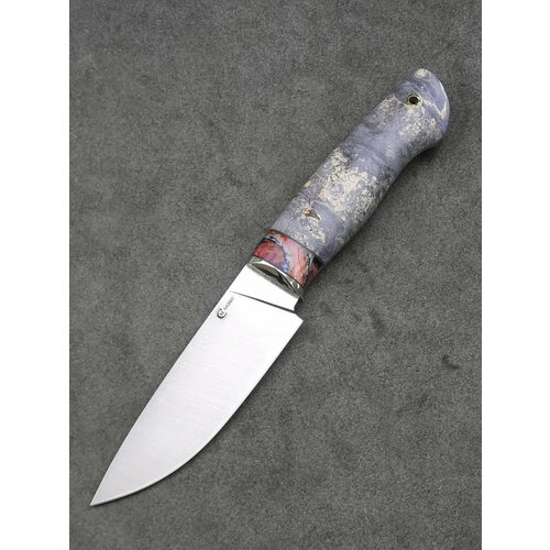 Нож из стали М390 Сокол, рукоять притин мельхиор, стабилизированный зуб мамонта, стабилизированный кап клёна. Официальный магазин производителя Мастерская Сёмина