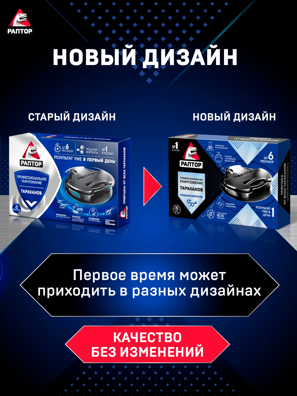 Ловушка для тараканов, средство от ползающих насекомых, Раптор, защита до 6 мес, отрава, 6 штук — фото 1