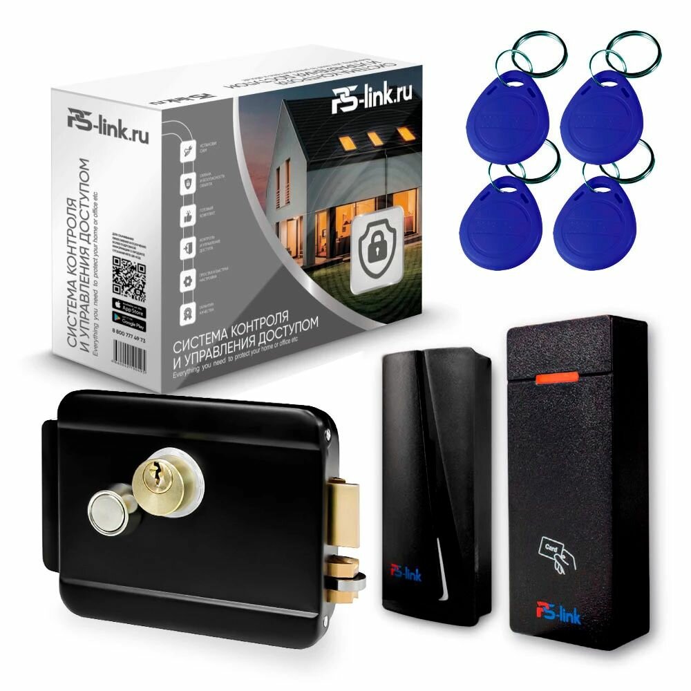Комплект СКУД на одну дверь KIT-M010EM-WP-P-B / электромеханический замок / панель со встроенным контроллером на 10000 пользователей и 2 считывателя EM-Marine