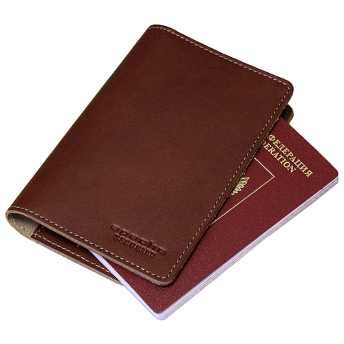 Обложка для паспорта Apache, натуральная кожа, подарочная упаковка, коричневый