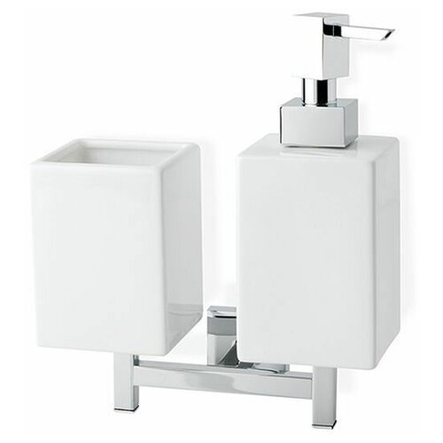 Настенный керамический дозатор Stil Haus Urania, цвет никель сатин - белая керамика U30(36-BI)