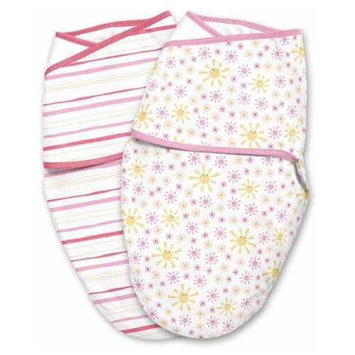 Конверт на липучке Summer Infant Swaddleme LuxeWhisper Quiet, размер S/M, (2 шт.), розовые/желтые полоски 58793