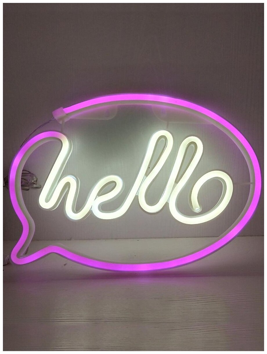 Неоновый LED светильник "HELLO привет" - фотография № 4