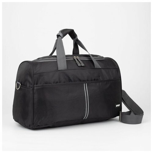 фото Сумка спортивная, отдел на молнии, 4 наружных кармана, длинный ремень, цвет чёрный нет бренда