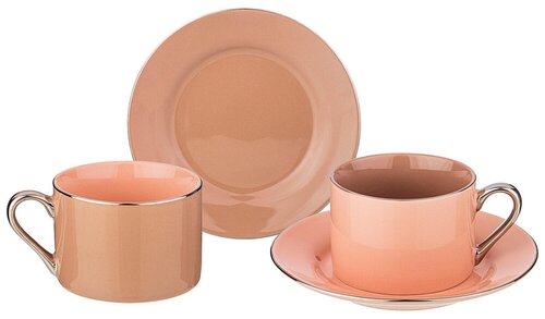 Чайный набор посуды на 2 персон Lefard Break Time 220 мл, сервиз 4 предмета: 2 чашки и блюдца, подарочный белый Фарфор Лефард