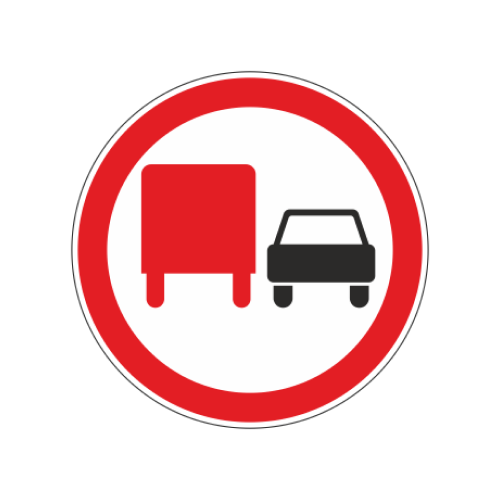 Дорожный знак 3.22 "Обгон грузовым автомобилем запрещен", типоразмер 3 (D700) световозвращающая пленка класс IIб (круг)