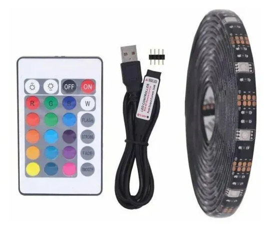 Светодиодная RGB лента с пультом 5м 12В 5050smd для дома, гостиной, спальни, телевизора, декорирования - фотография № 6