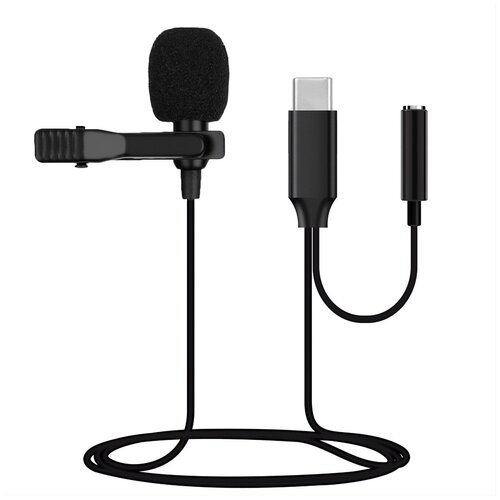 Петличный микрофон Clip-on разъем Type-C с ветрозащитой креплением на одежду 59500₽