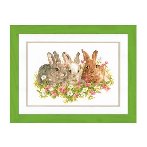 Набор для вышивания Vervaco PN-0143866 Кролики в цветочном поле