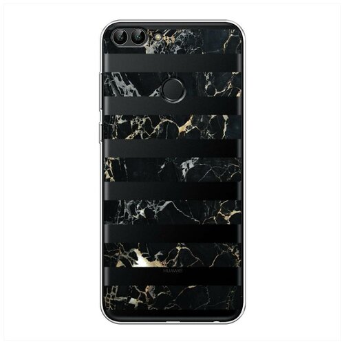 фото Силиконовый чехол "белый мрамор в полоску" на huawei p smart / хуавей п смарт case place