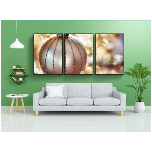 фото Набор модулных постеров для интерьера "орнамент, рождество безделушка, рождество" 60x90 см. в тубусе, без рамки lotsprints