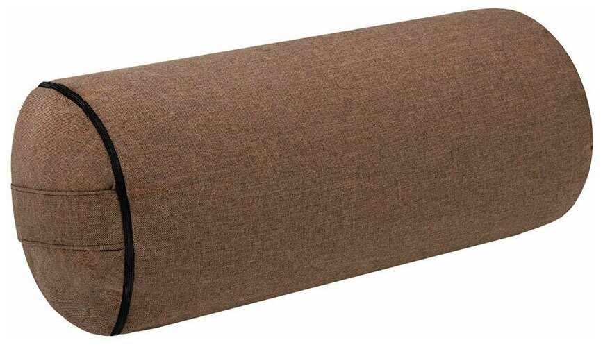 Подушка для йоги медитации BIO-TEXTILES Болстер валик 50*22 коричневый с лузгой гречихи массажная спортивная ортопедическая