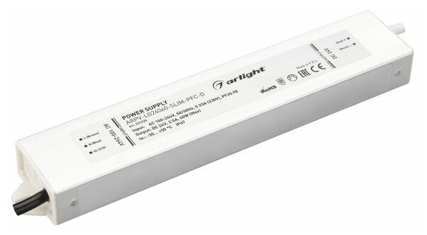 031720 Блок питания ARPV-LG24060-SLIM-PFC-D (24V, 2.5A, 60W) (Arlight, IP67 Металл, 5 лет)