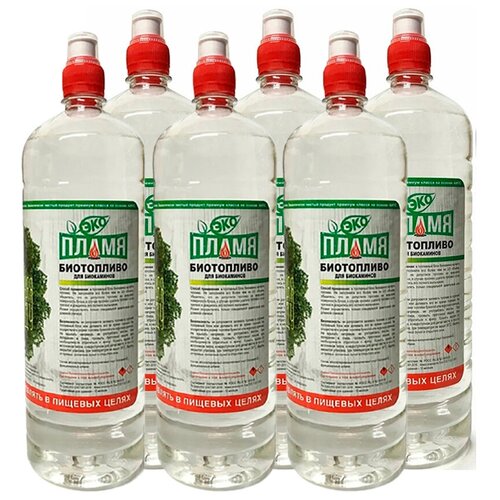 Биотопливо для биокаминов ЭКО Пламя 6 литров (6 бутылок по 1 литру)