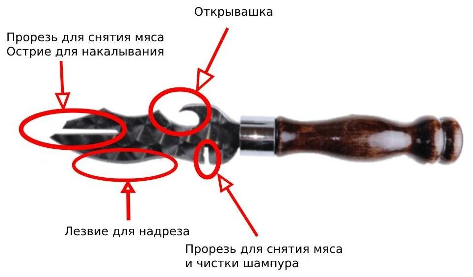 Набор - Кочерга и НОЖ-вилка для снятия мяса - для шашлыка и мангала, из Нержавеющей стали 3мм, с Деревянной ручкой, под шампур - фотография № 2