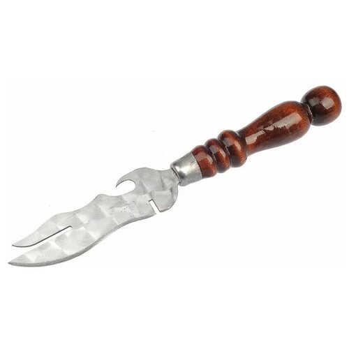 фото Нож-вилка для снятия мяса с шампура, нерж, деревянная ручка goodmart24