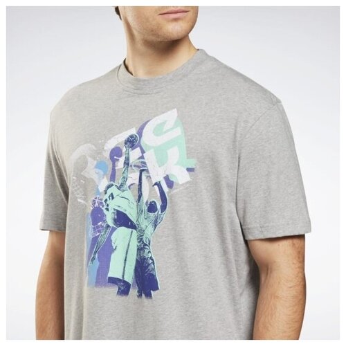 фото Футболка reebok gs ballin tee hb7257 мужская, цвет серый, размер xl