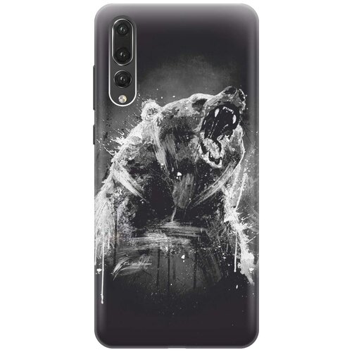 фото Силиконовый чехол на huawei p20 pro / хуавйе п20 про с принтом "разъяренный медведь" gosso