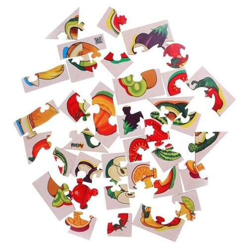 Фигурные пазлы из дерева «Овощи и фрукты» 10 пазлов в наборе
