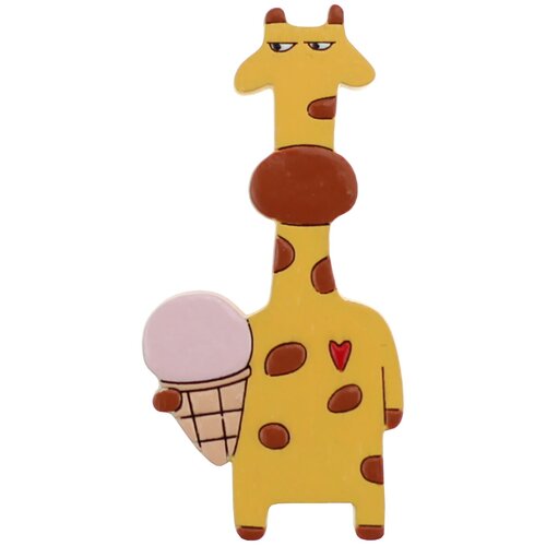 Брошь деревянная Хлэб Жираф Олег