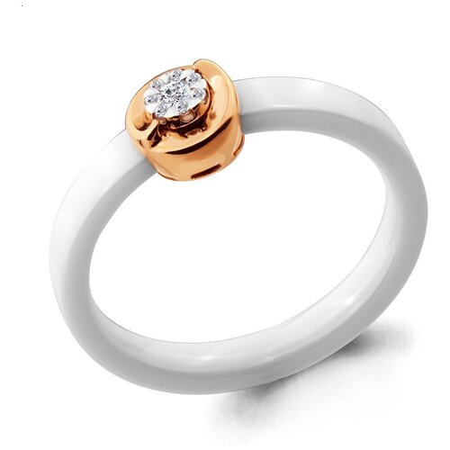 фото Золотое кольцо aquamarine 963309к с бриллиантом и керамикой diamant-online