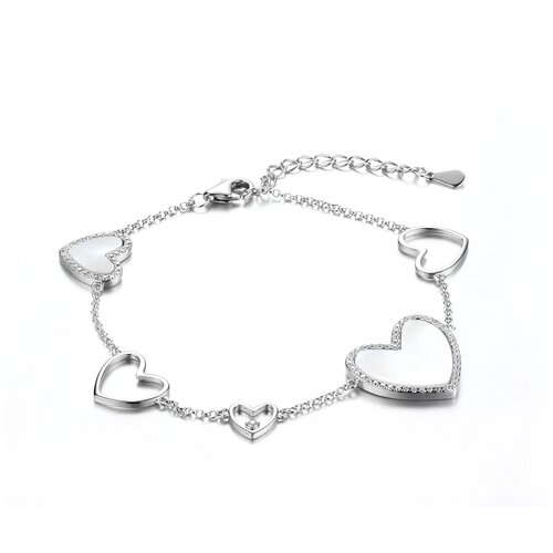 Браслет серебряный c фианитом PI-B02679-X-W-PN-X-W Fresh Jewelry, средний вес изделия 4.6 гр., длина 17 см.