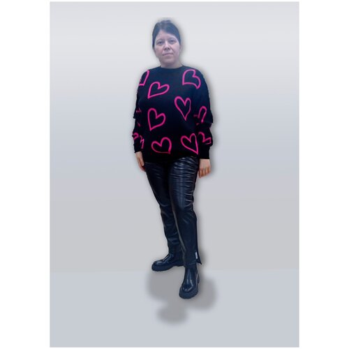 фото Брюки кожаные elmira / лосины женские / штаны из эко-кожи комбинированные трикотажем, на резинке / большие размеры, цвет черный, р.48-56