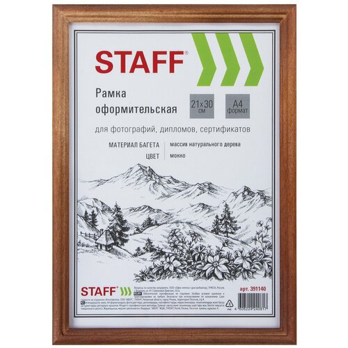 Рамка Staff 21*30 см, дерево, багет 17 мм, мокко, стекло