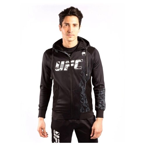 фото Толстовка venum ufc authentic fight week men's zip hoodie, силуэт прилегающий, капюшон, размер m, черный