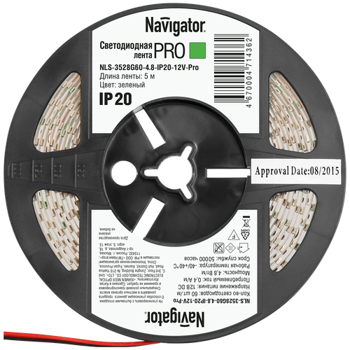 Лента светодиодная 71 436 NLS-3528G60-4.8-IP20-12В-Pro R5 4.8Вт/м (уп.5м) Navigator 71436