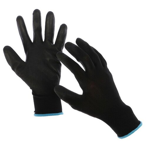 Перчатки нейлоновые, с латексной пропиткой, размер 9, чёрные кожаные перчатки jet2 размер xxs чёрные