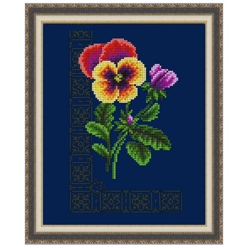 Рисунок на ткани бисером благовест арт.К-4016 Анютины глазки 4 20,3х24 см