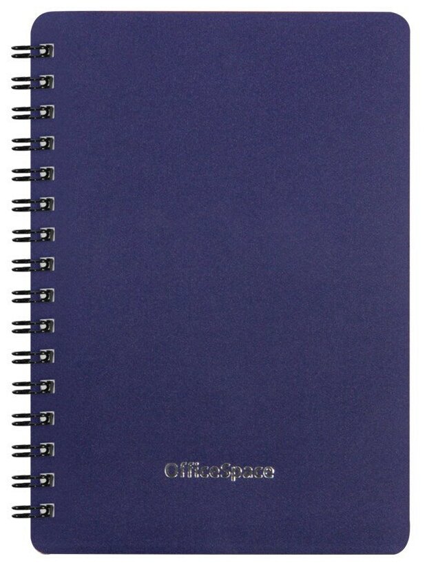 Записная книжка А6 60л., на гребне OfficeSpace "Base", синяя пластиковая обложка 310422