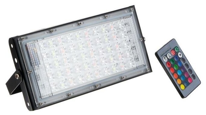 Прожектор светодиодный модульный Luazon Lighting, RGB, с пультом, 50Вт, IP65, 220В Черный