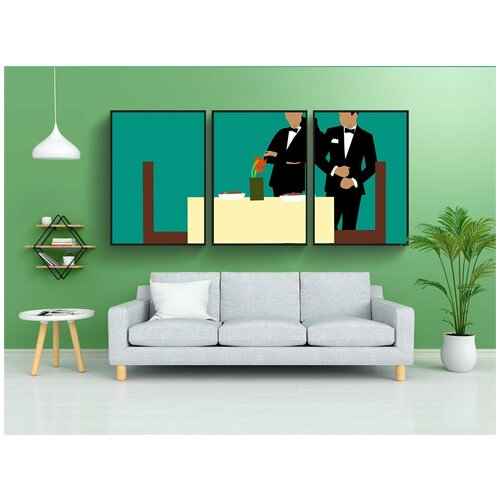 фото Набор модулных постеров для интерьера "афроамериканец, африканец, ресторан" 60x90 см. в тубусе, без рамки lotsprints