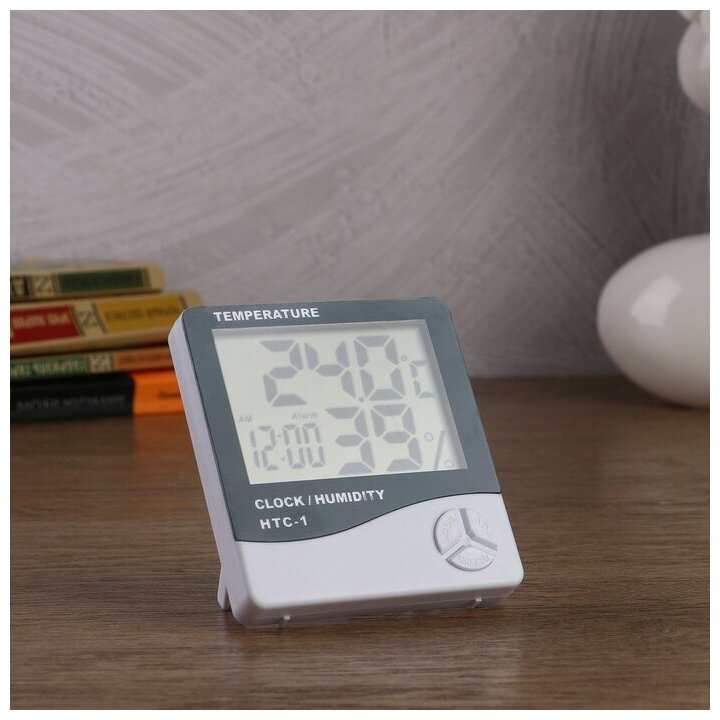 Часы электронные настольные "Бируни", будильник, термометр, гигрометр, 10 х 10 см - фотография № 1