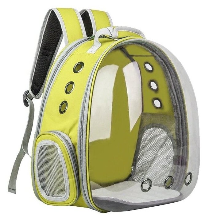Рюкзак палатка для переноски животных, кошек, маленьких собак Petsy transparent (желтый) - фотография № 2